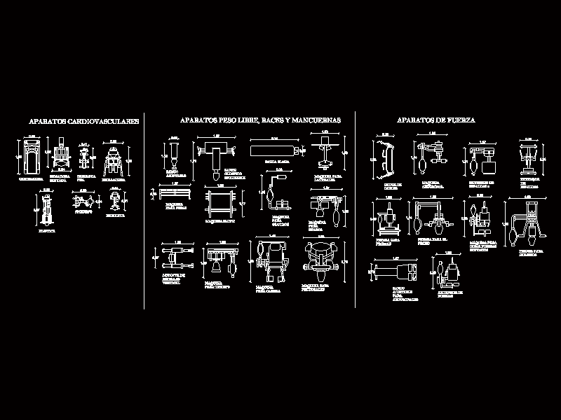 Exercise Equipment For Gym--Blocks DWG Block for AutoCAD 