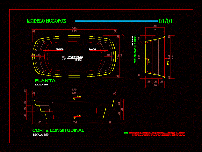 Fiberglass Pool 2D DWG Block for AutoCAD