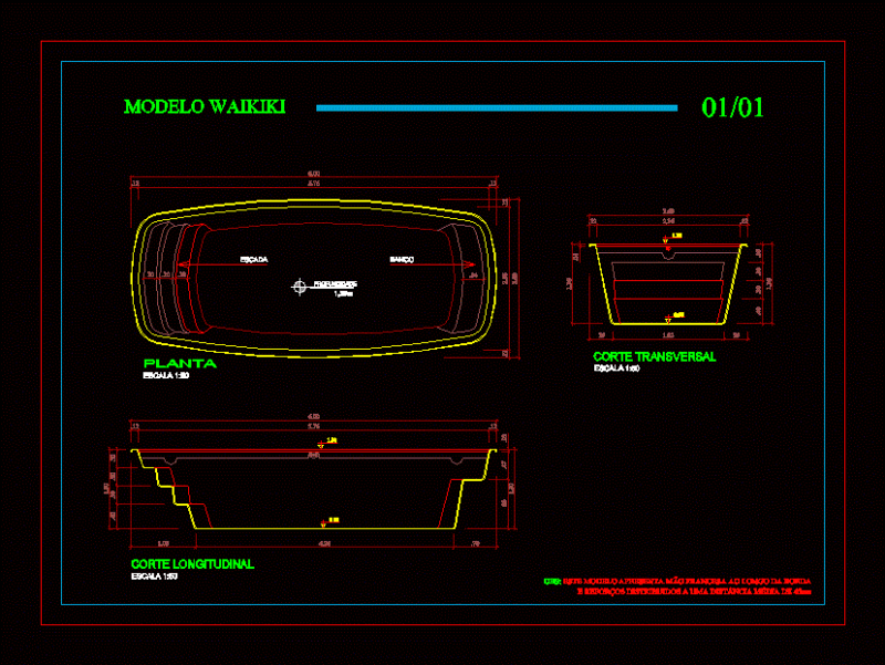 Fiberglass Pool 2D DWG Block for AutoCAD