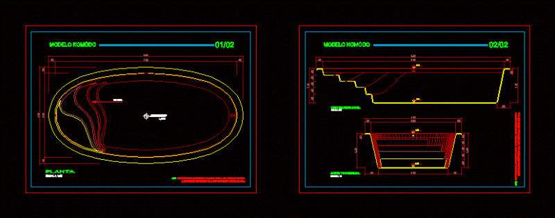Fiberglass Pool 2D DWG Block for AutoCAD