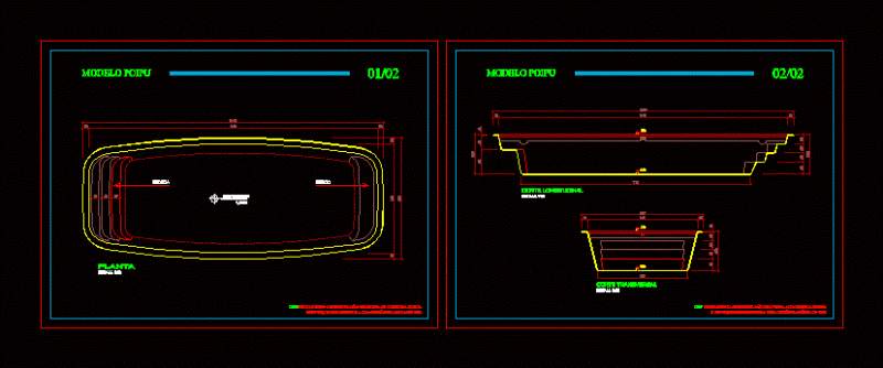 Fiberglass Pool 2D DWG Block for AutoCAD