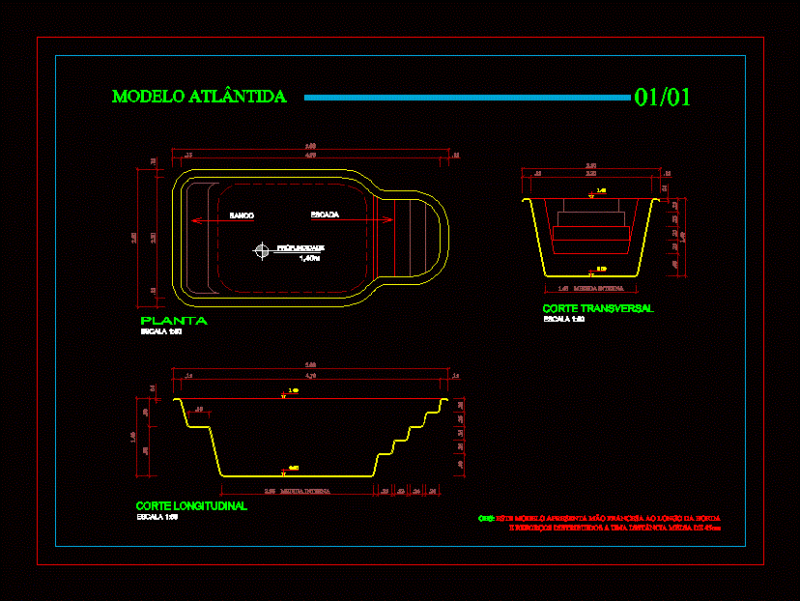 Fiberglass Pool 2D DWG Block for AutoCAD