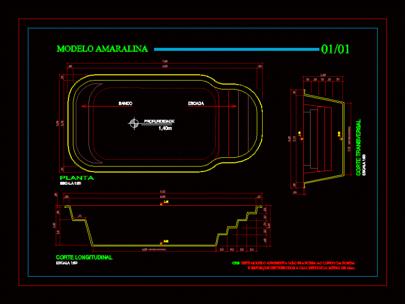 Fiberglass Pool 2D DWG Block for AutoCAD