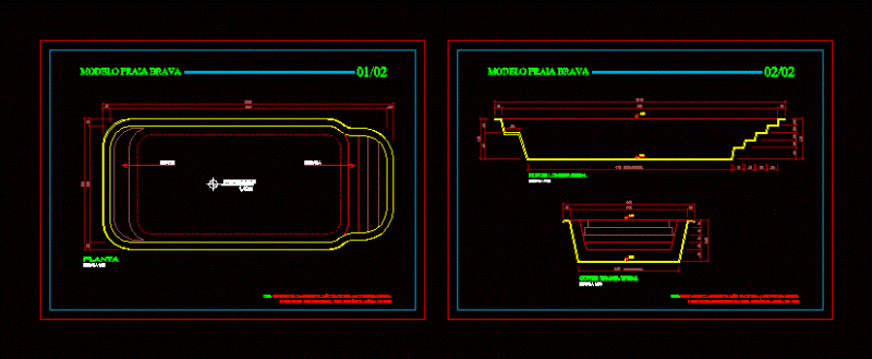 Fiberglass Pool 2D DWG Plan for AutoCAD