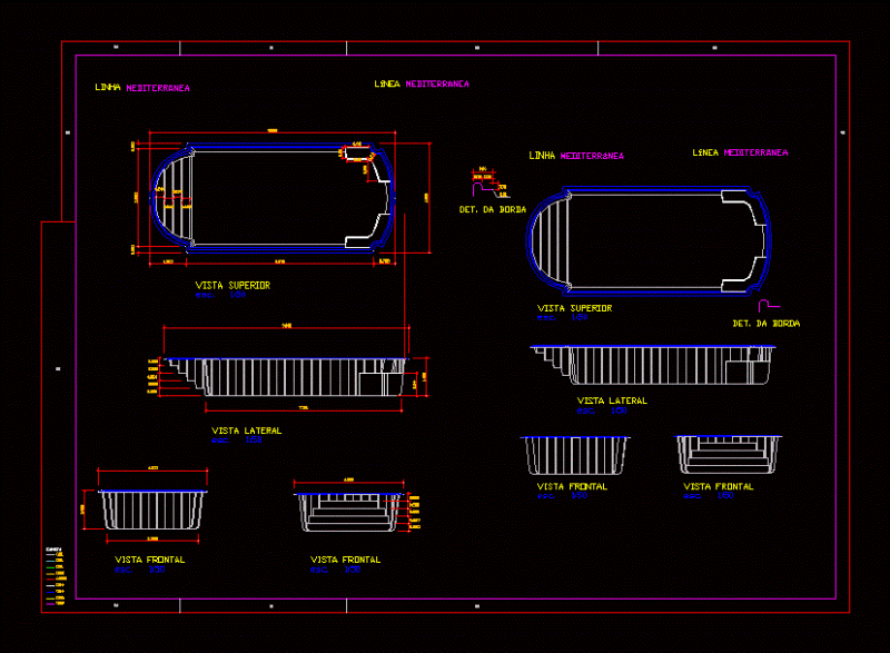 Fiberglass Pool 9m 2D DWG Block for AutoCAD