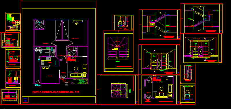 Fireplace And Staircase DWG Detail for AutoCAD