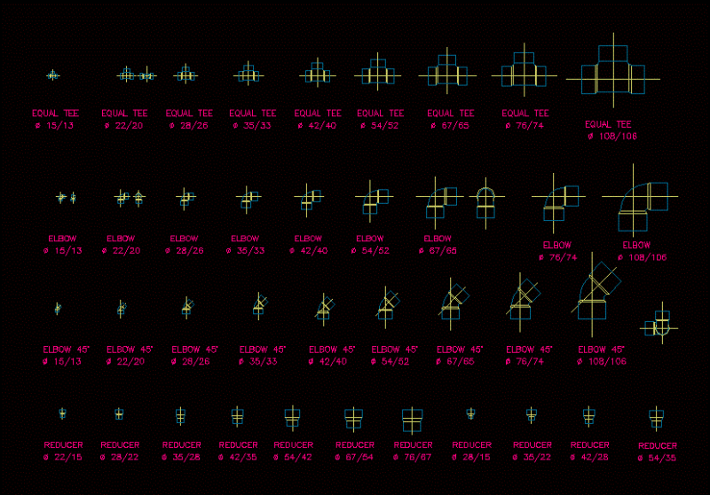 Fitting DWG Block for AutoCAD