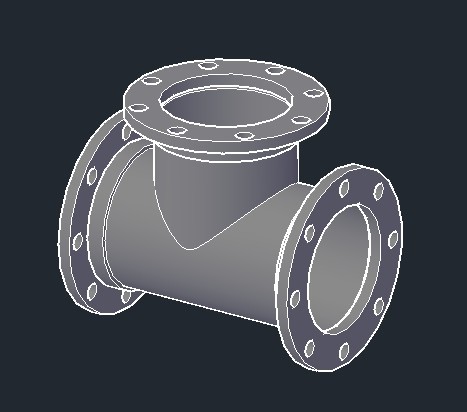 Flanged Tee 3D DWG Model for AutoCAD • Designs CAD