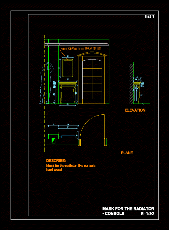 Furniture – Radiator Mask DWG Block for AutoCAD