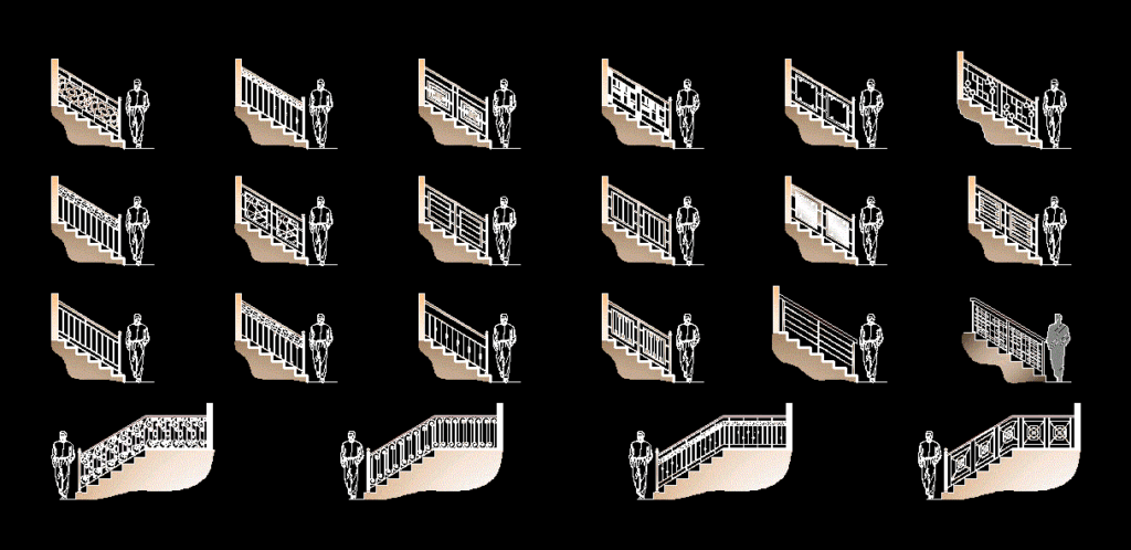 Handrails – Modern And Classic DWG Model for AutoCAD