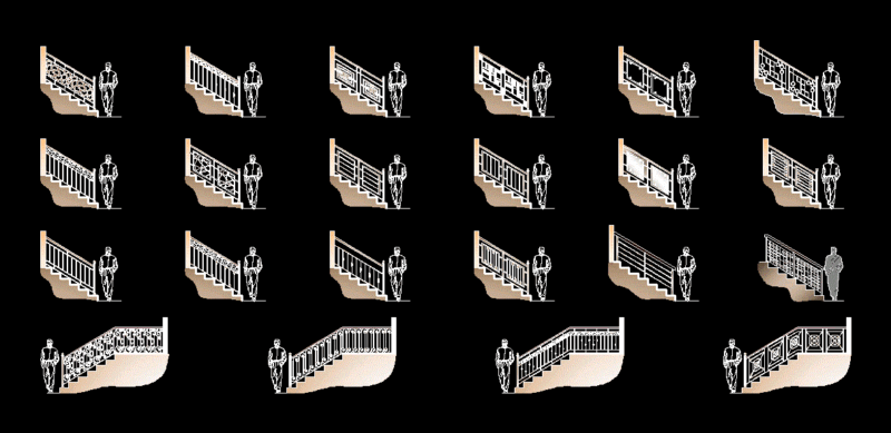 Handrails – Modern And Classic DWG Model for AutoCAD
