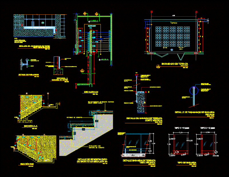 Handrails And Staircases DWG Block for AutoCAD