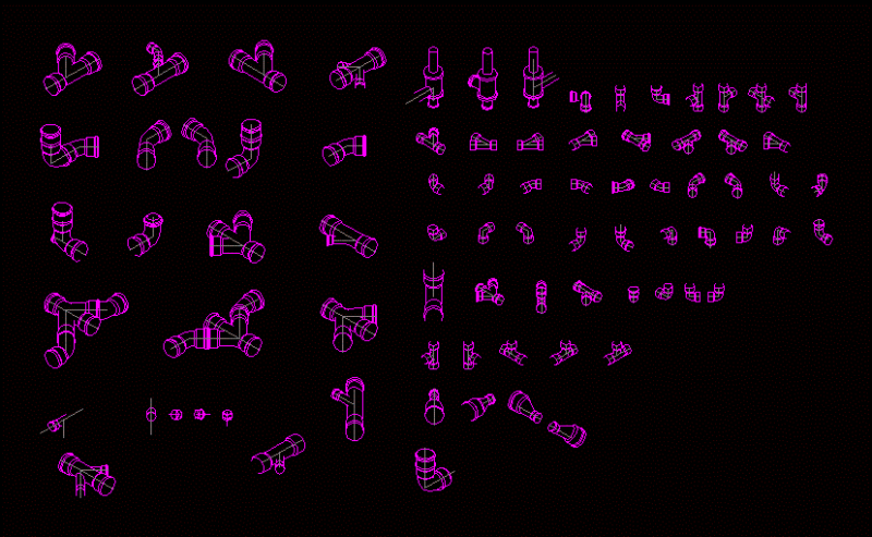 Hidrosanitarias Connections Autocad 3D DWG Model for AutoCAD