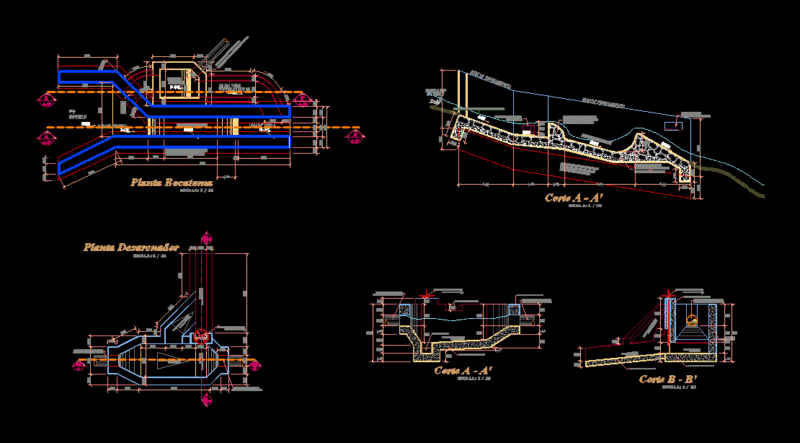 Intake And Desarenador DWG Section for AutoCAD