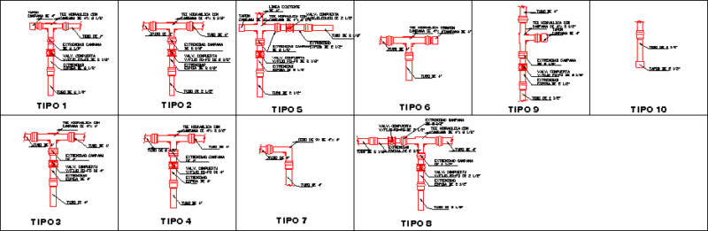 Intersections Potable Water DWG Section for AutoCAD