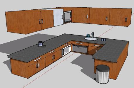 Kitchen Set 3D SKP Model for SketchUp
