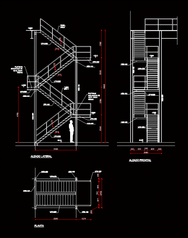 Ladder 2D DWG Elevation for AutoCAD