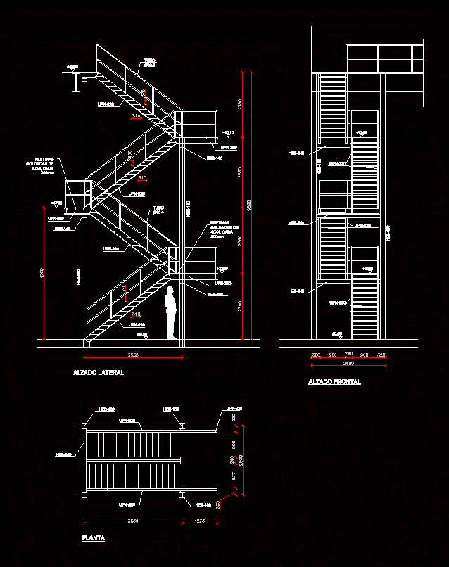 Ladder 2D DWG Elevation for AutoCAD • Designs CAD