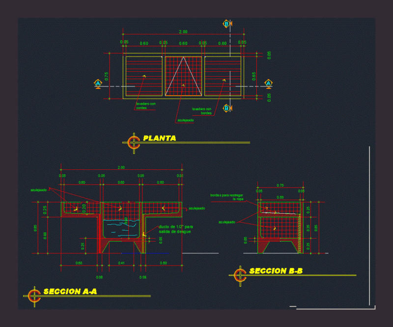 Lavatory DWG Section for AutoCAD