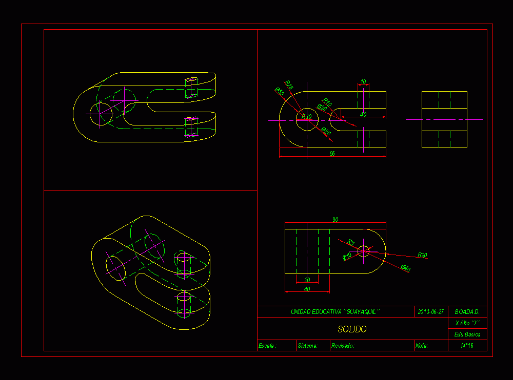 mechanical parts - technical drawing 2d dwg block for