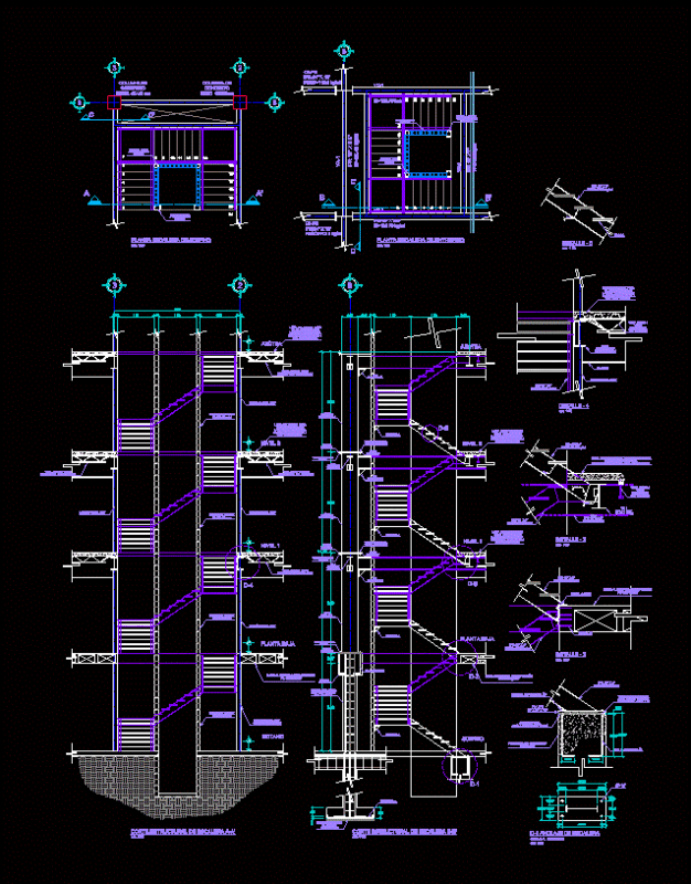 Metal Staircase DWG Block for AutoCAD