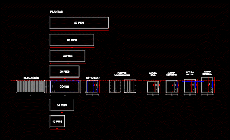 Module Containers DWG Block for AutoCAD
