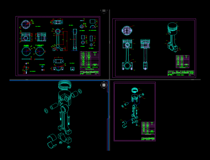 Piston DWG Block for AutoCAD
