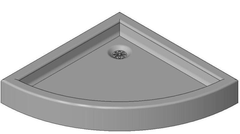 3D Corner Shower Tray CAD Model