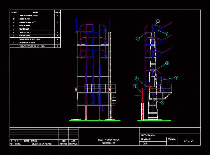 Portico Line Switched DWG Elevation for AutoCAD