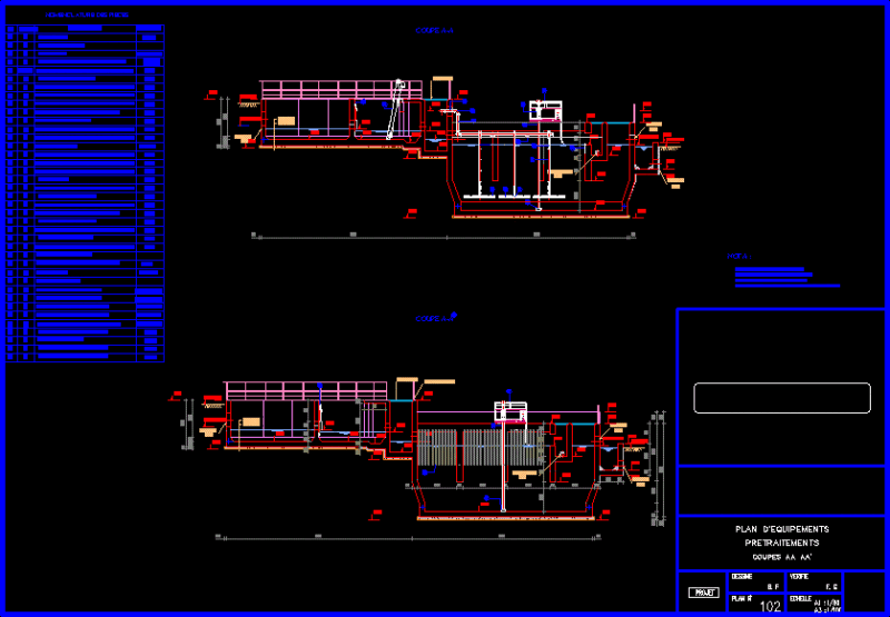 Pretreatment Equipment Section DWG Section for AutoCAD