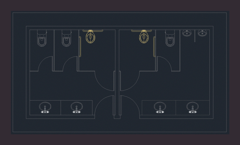 Public Bathroom DWG Block for AutoCAD