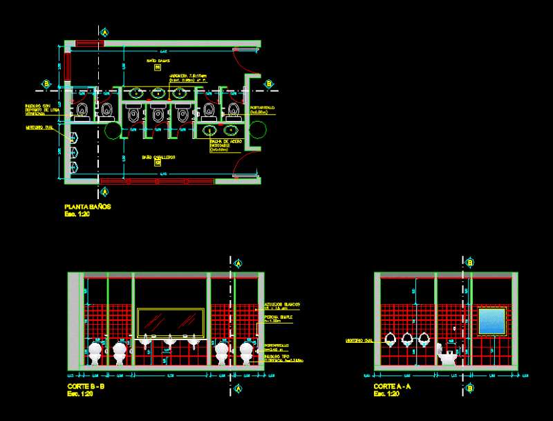 Public Baths DWG Section for AutoCAD