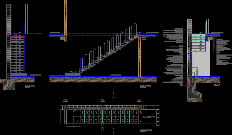 Recessed Concrete Staircase DWG Block for AutoCAD