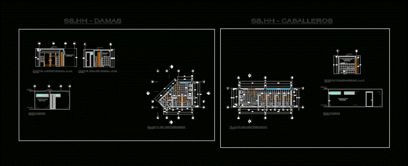 Restrooms DWG Elevation for AutoCAD
