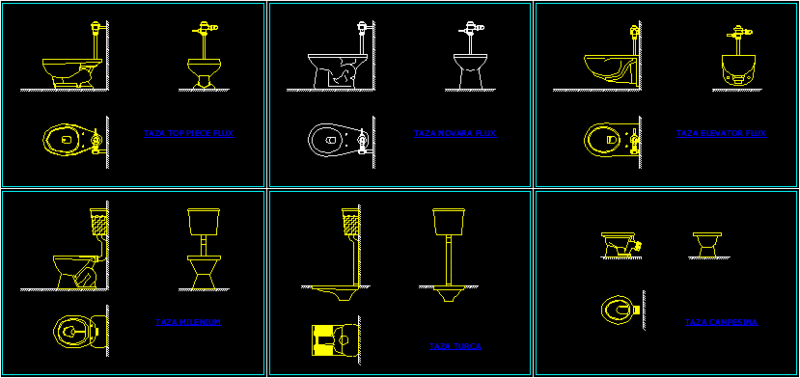 Sanitary( Toilet ) Cups DWG Block for AutoCAD