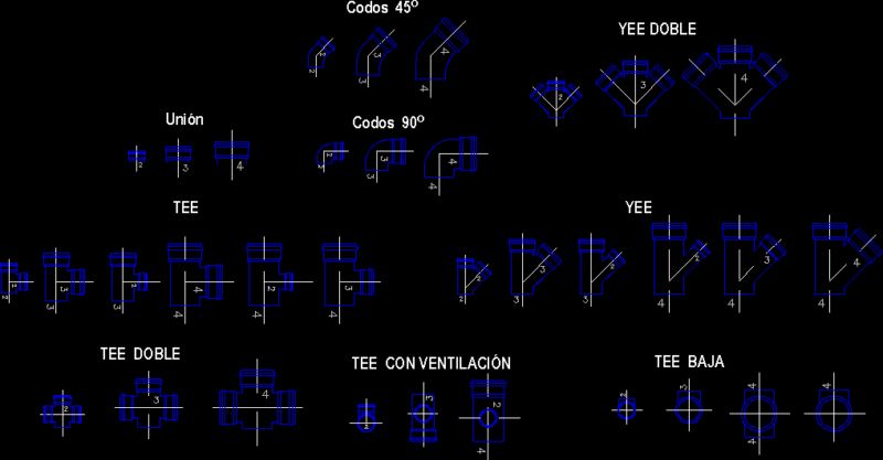 Sanitary Parts DWG Block for AutoCAD