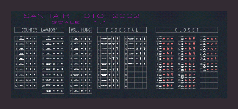 Sanitary Selection DWG Block for AutoCAD