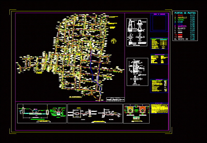 Sanitary Sewer Network Plan with Manhole and Trench Details DWG