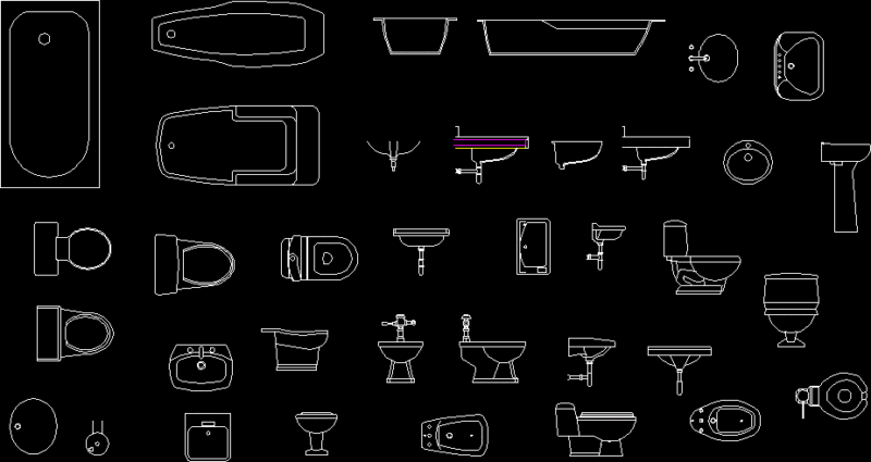 Sanitary Ware 2D DWG Block for AutoCAD