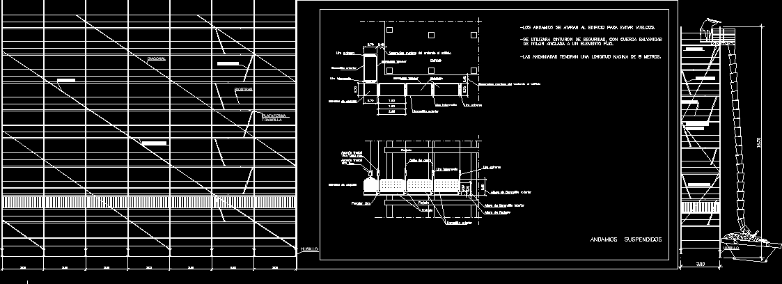 Detail corrects. Строительные леса dwg. Scaffolding for AUTOCAD. Hanging Scaffolding dwg. Suspended Scaffold dwg.