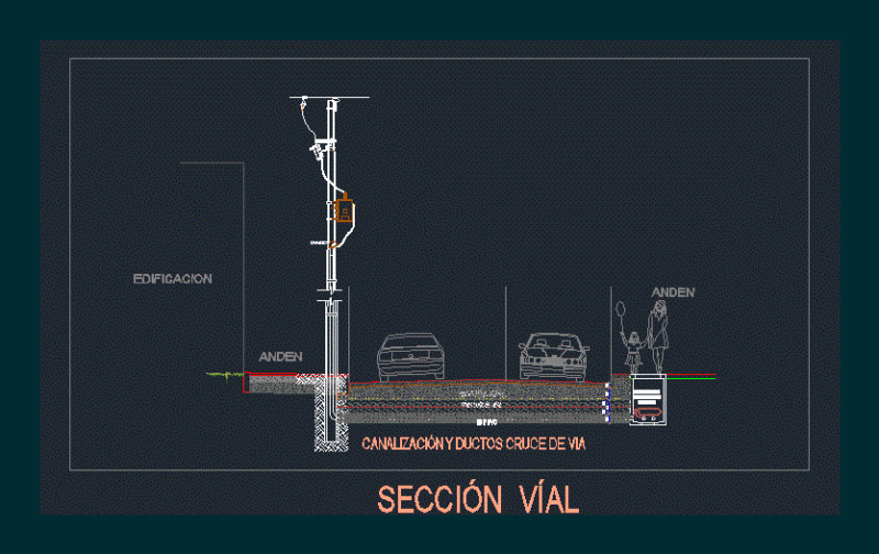Section Pipes Road Electric DWG Section for AutoCAD