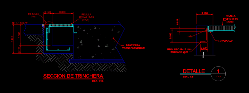 Section Trinchera DWG Section for AutoCAD