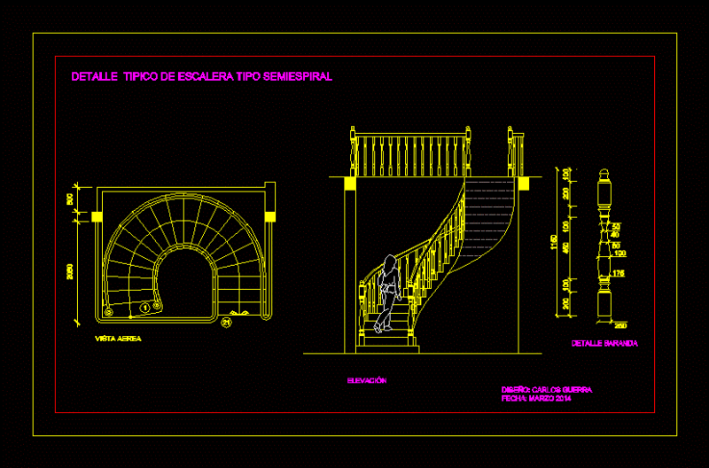 Semiespiral DWG Elevation for AutoCAD