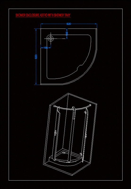 Shower Enclosure DWG Block for AutoCAD