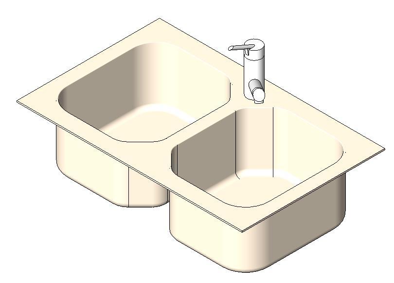 kitchen sink 3d cad block