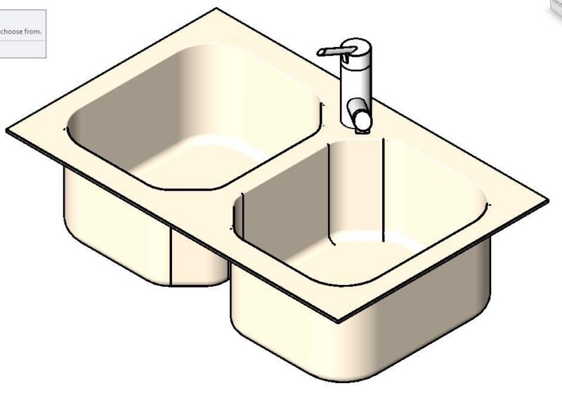 Sink Inox 2bowls 3D DWG Model for AutoCAD