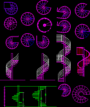 Spiral Stair - Views DWG Block for AutoCAD • Designs CAD