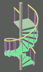 Spiral Staircase 3D DWG Model for AutoCAD
