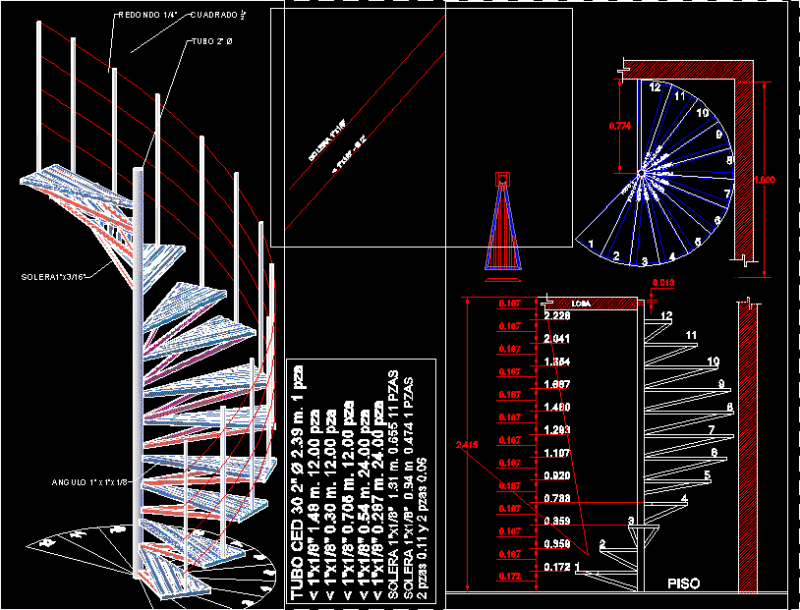 Spiral Staircase 3D DWG Model for AutoCAD
