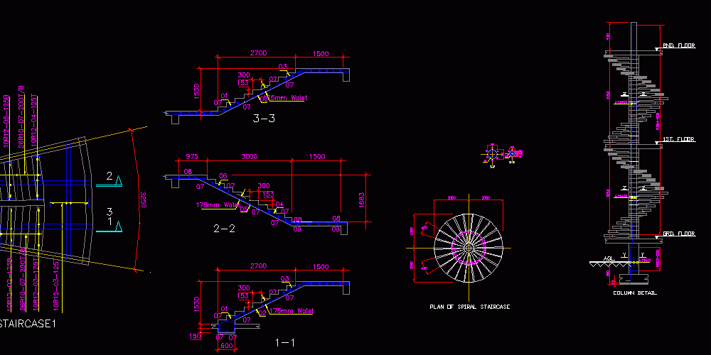 Spiral Staircases DWG Plan for AutoCAD  DesignsCAD